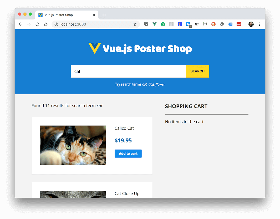 Vue.js Poster Shop - Live demo